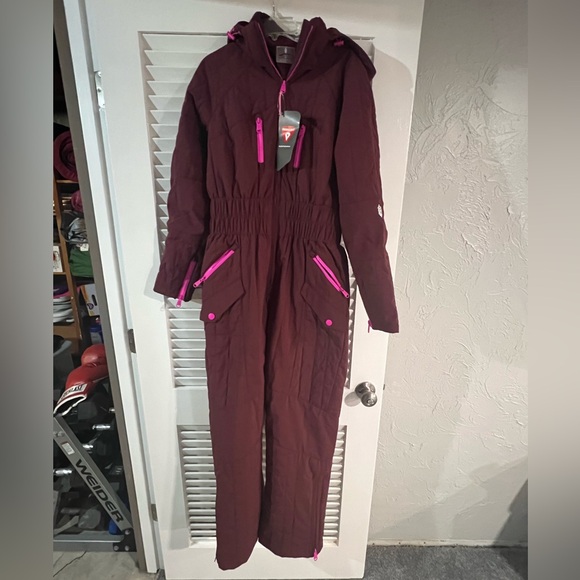 New Free People X FP Movement All Prepped Ski Suit In Oxblood Small MSRP $548 - Picture 1 of 8